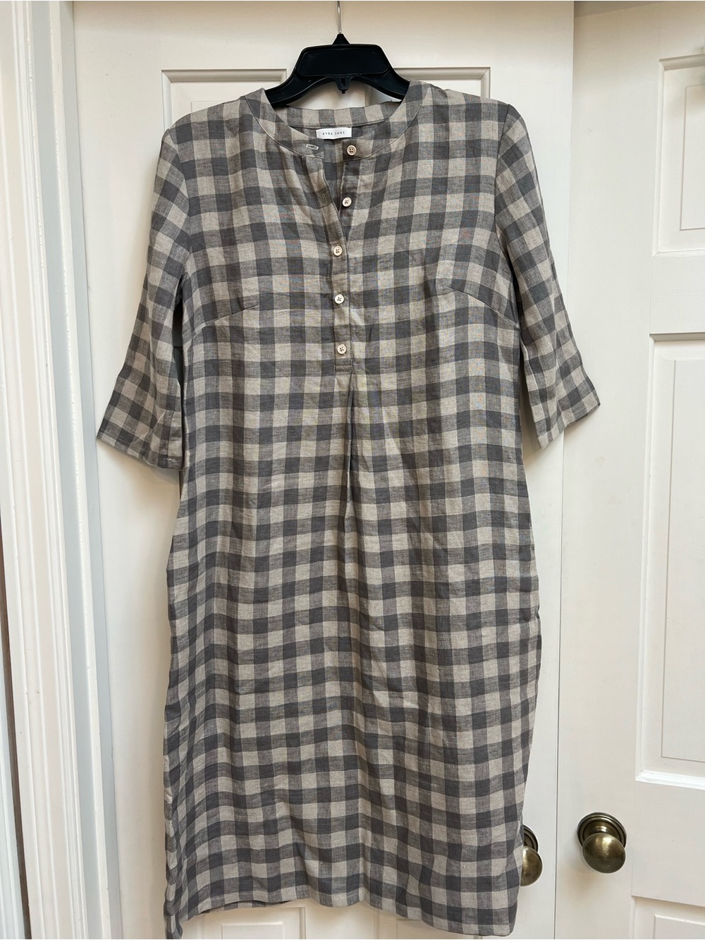 Kyra Jane Handmade Tuesday dress in Barley check linen